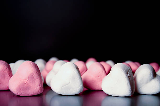 Pink and White Candy Hearts stock photo