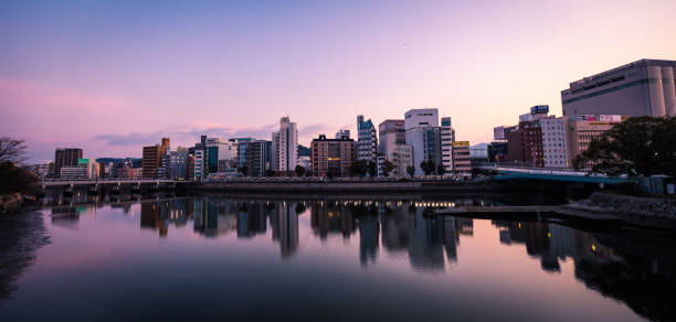 istock Panoramic View to the Evening Hiroshima City 1404034814