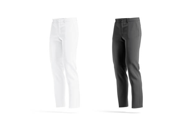 istock Blank black and white man pants mock up, side view 1404034854