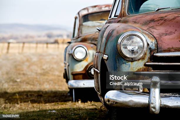 Vintage Cars Stock Photo - Download Image Now - Abandoned, Car, Two Objects