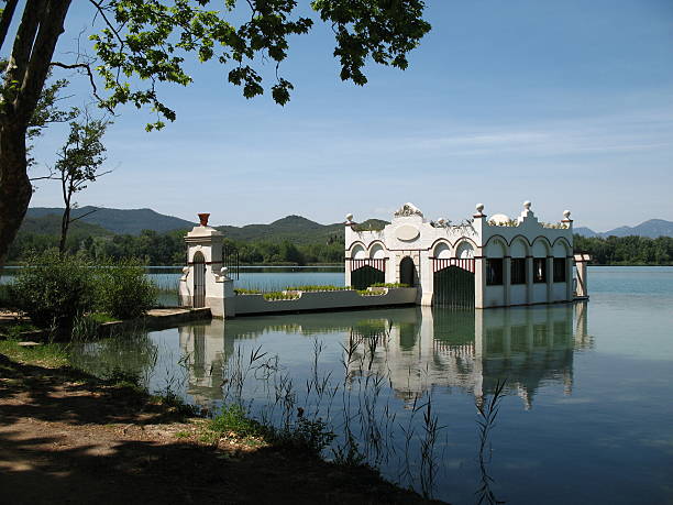 old building on lake banyoles north spain