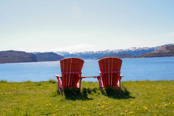 A roadside stop showing the lookout of Gros Morne National park. The mountains and water is an impressive sight of Newfoundland.