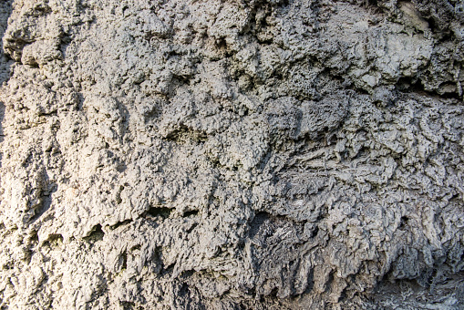 Graduation towers from the spa. Ciechocinek, Poland - May 08.2022: Fragments of walls with a layer of dry brine as a background.