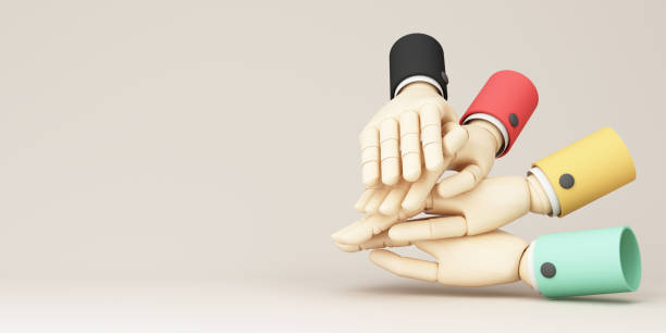 istock The concept of teamwork and collaboration within the organization by collaborating to solve problems and move the organization forward. with overlapping hands cartoon style in 3D rendering 1404036636