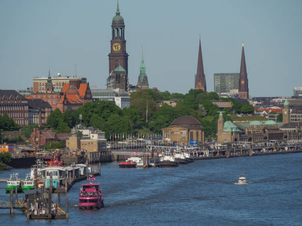 Hamburg harbor and the river elbe in germany