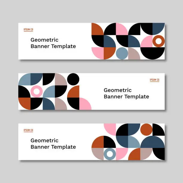 Vector illustration of All-purpose horizontal banner set design template with abstract geometric graphics — Oliver System, IpsumCo Series