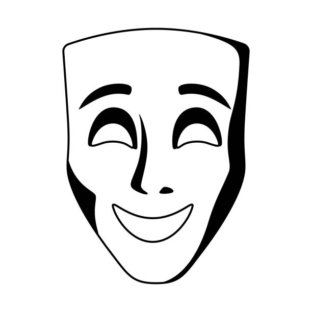 Illustration of comedy mask. Traditional symbol. Image for theatrical performance. Illustration of comedy mask. Traditional theatre symbol. Image for theatrical performance. video charades stock illustrations