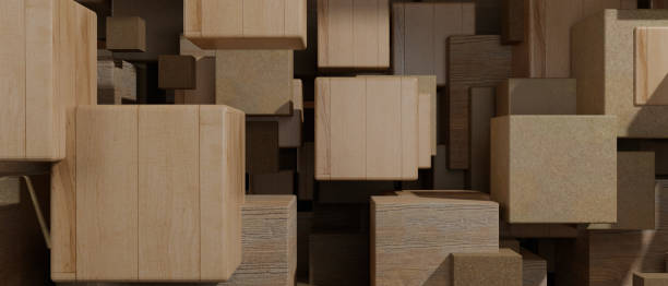 istock Texture of wooden blocks in collage background. 3D Illustration 1404043081