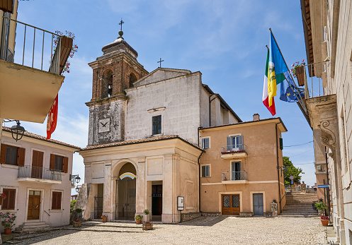 Castel San Pietro Romano , Lazio Italy - June 17, 2022  The church was constructed 1732. This village is included in \