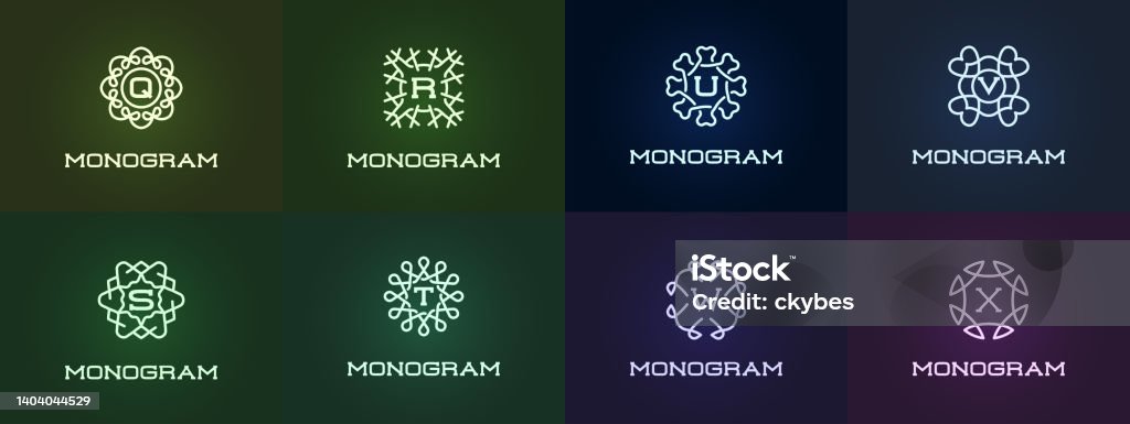 Compact Color Monogram Big Set Of Compact Monogram Design Template With Letter Vector ...