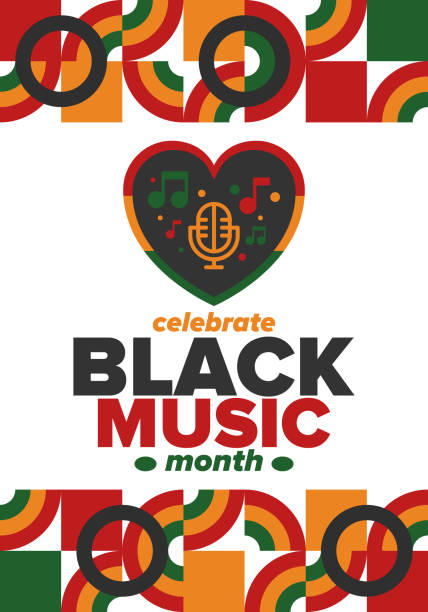 6月の黒人音楽月間。アフリカ系アメリカ人の音楽鑑賞月。アメリカで年間を通して祝われます。音楽のコンセプト。ポスター、カード、バナー、背景。ベクターイラスト - talent show audio点のイラスト素材／クリップアート素材／マンガ素材／アイコン素材