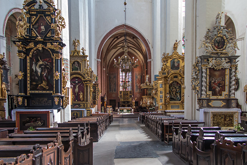 Torun, Poland, May 09, 2022: Interior of the Cathedral of st. John the Baptist and John the Evangelist in Torun
