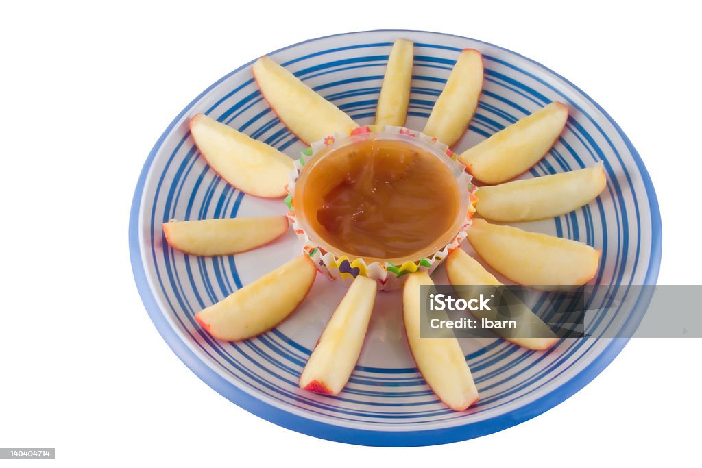 Apfelecken mit Karamell Sprung auf Weiß - Lizenzfrei Apfel Stock-Foto