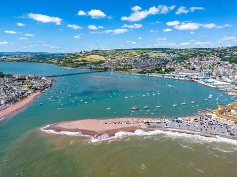 Teignmouth Harbour with moored boats