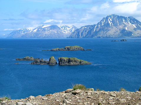 Rugged coastal scenery in the Aleutian Islands