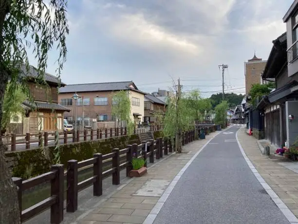 It is a landscape photograph of an old Japanese town.