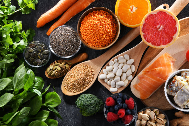 Food products recommended to reduce high blood pressure Food products recommended to reduce high blood pressure. Diet for hypertension blood pressure medication stock pictures, royalty-free photos & images
