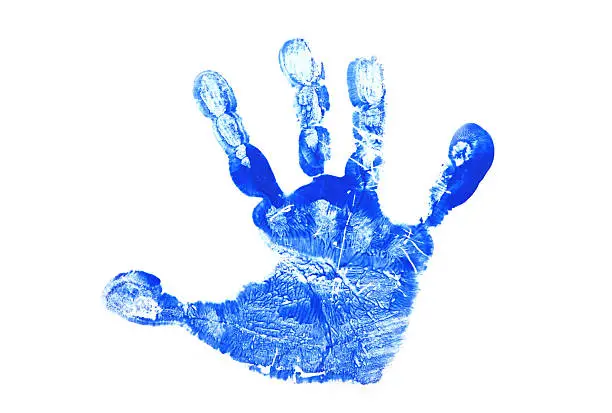 child's hand print in blue