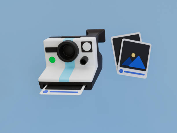 istock 3d cartoon vintage instant camera. 1404055947