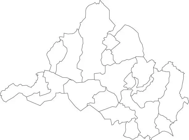 Vector illustration of White districts map of SAARBRÜCKEN, GERMANY