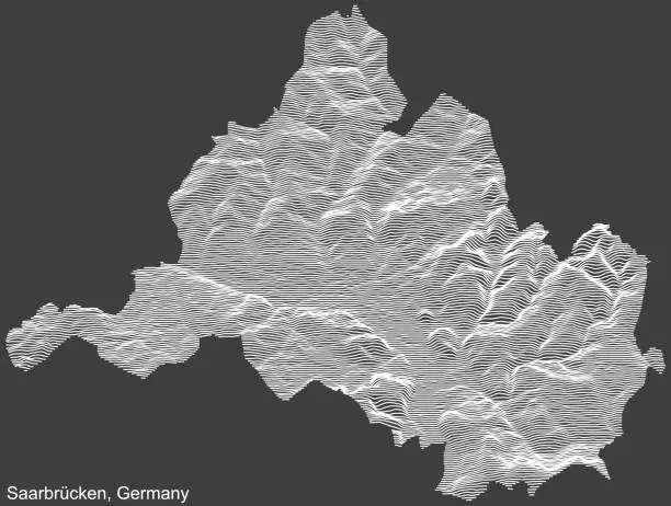 Vector illustration of Topographic relief map of SAARBRÜCKEN, GERMANY