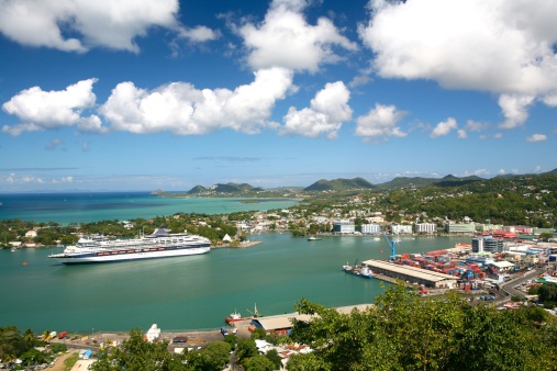 Elevated view of Charlotte Amalie Harbor, St. Thomas, US Virgin Islands