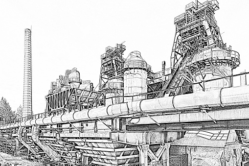 Steel plant. Drawing of a metallurgical plant