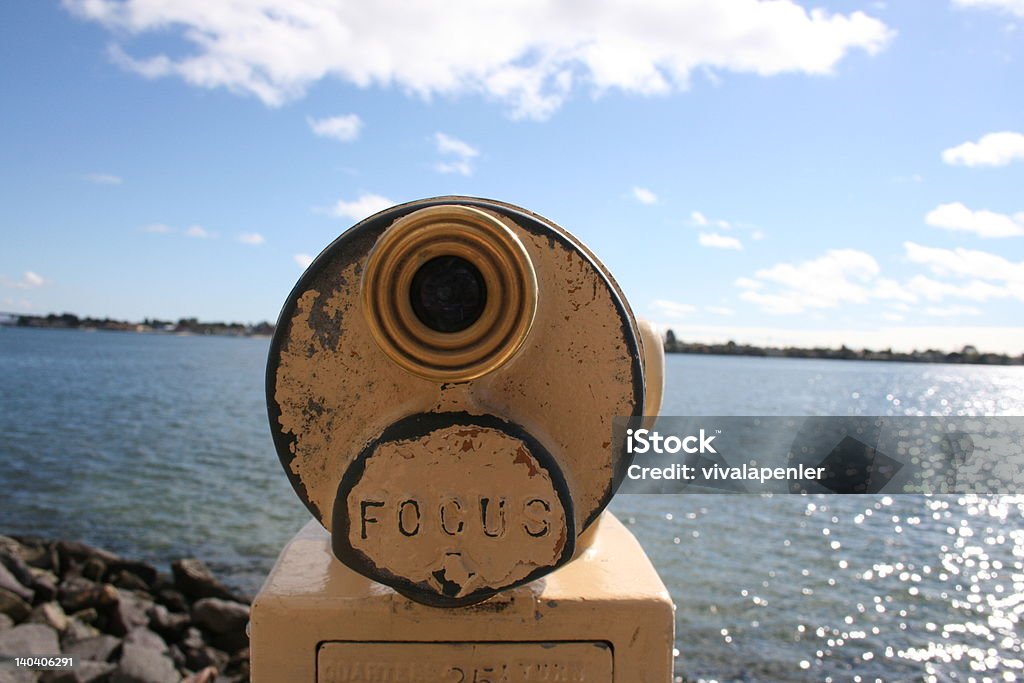 Focus A  coin-operated viewfinder pointed at San Diego Harbour. Improvement Stock Photo