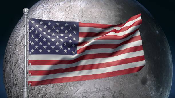 istock USA flag on the moon. American Space Research concept. 1404063372
