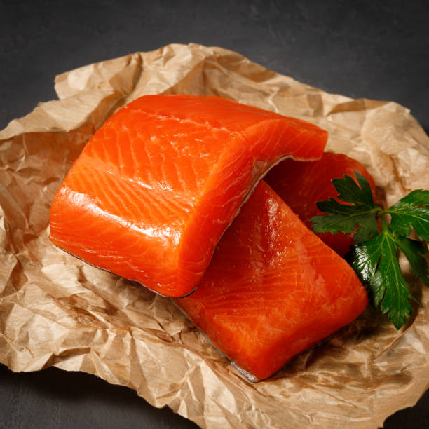istock Red salted salmon (trout) fillet 1404063432