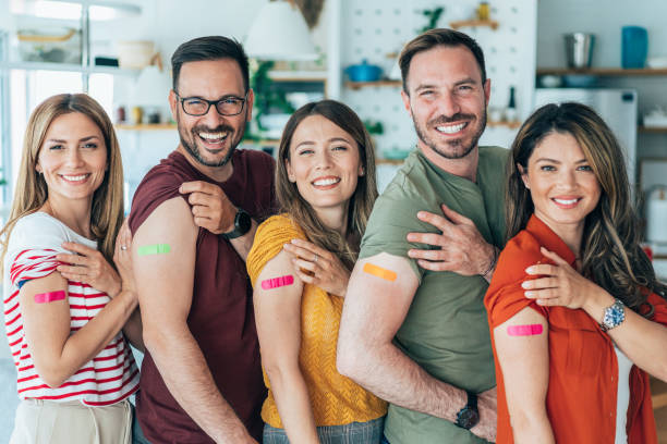 istock Friends showing their arms after getting vaccinated 1404064018