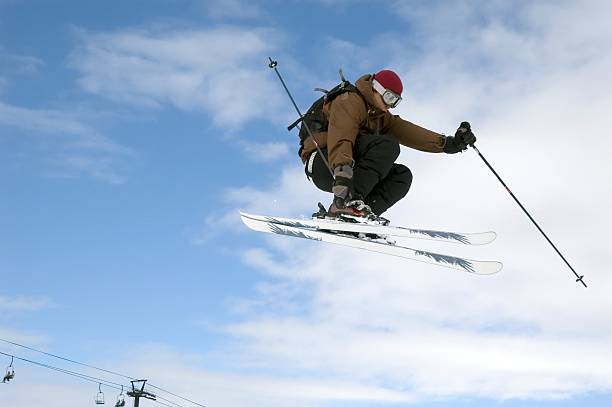 istock Skier jumping high in the air 140406466