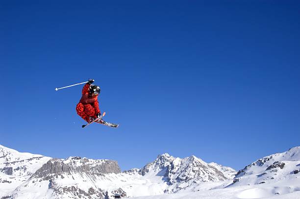 istock skier jumping high in the air 140406472