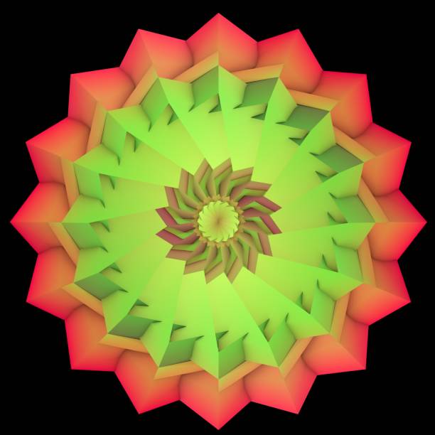 A beautiful kaleidoscope. Abstract 3D rendering. Psychedelic, meditation and yoga concept.  Abstract geometric flower.