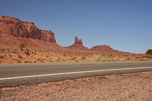 The unique and beautiful landscape of Monument Valley along the borders of Utah and Arizona in America's southwest desert.