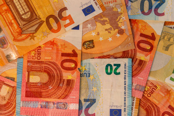 istock Background of the different euro banknotes 1404067873