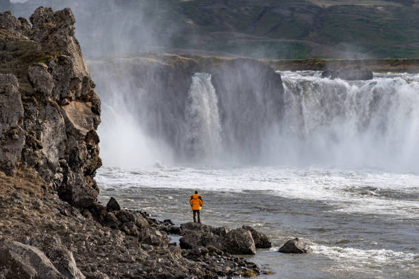 Godafoss waterfall in northern Iceland stock photo