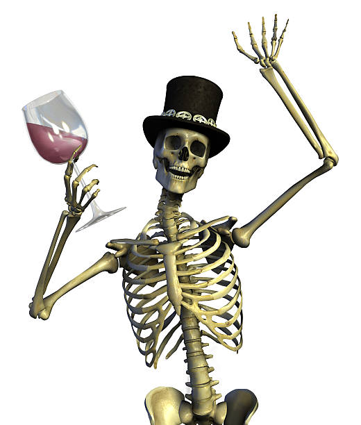 Fun Loving Party Skeleton - on white stock photo