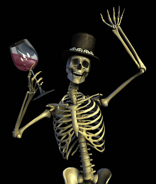Fun Loving Party Skeleton - on black stock photo