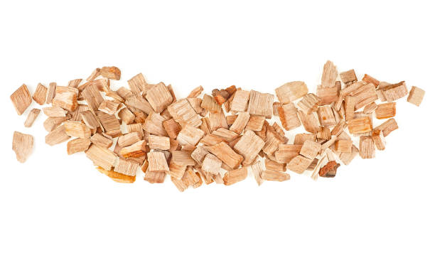 istock Wooden smoking chips for smoking isolated on a white background, top view. Apple tree. 1404078906