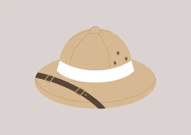 Vector illustration of A colonial hunter cork hat, a symbol of colonialism and usurpation
