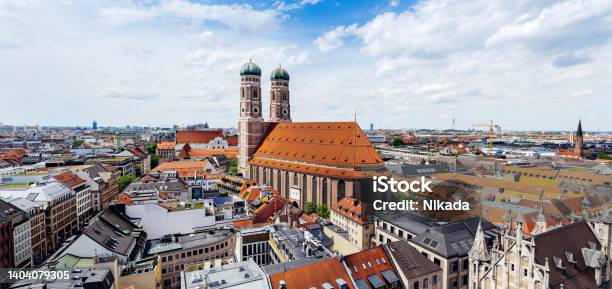 Panoramic Picture Of Munich Germany Church Of Our Blessed Lady Stock Photo - Download Image Now