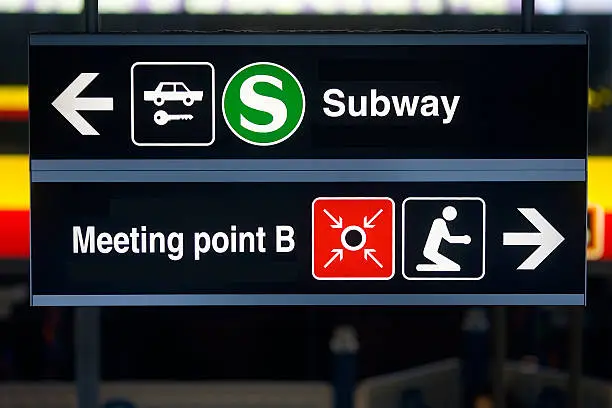 Information-Board at an airport. Subway, Meeting Point, ...