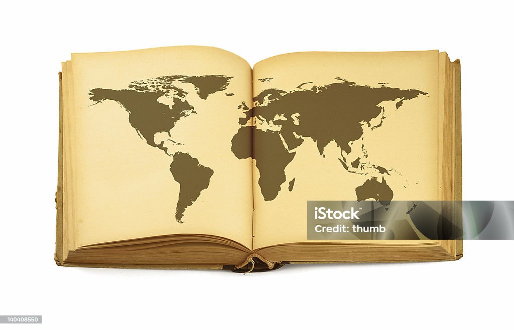 world map in open book Book Stock Photo