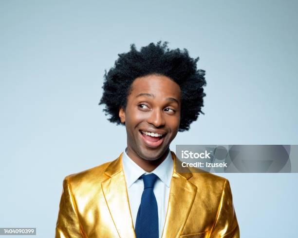 Happy Businessman Looking Sideways Glance Stock Photo - Download Image Now - Gold Colored, 30-34 Years, Adult