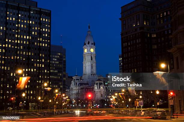 Philadelphia City Center Stock Photo - Download Image Now - Philadelphia - Pennsylvania, Nightlife, Traffic