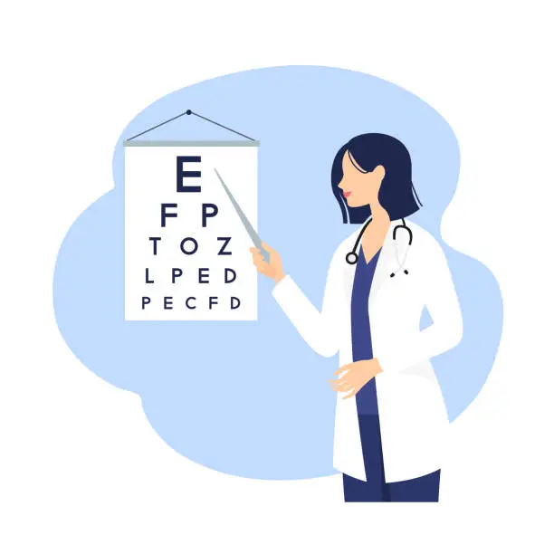 Vector illustration of Ophthalmologist at Hospital.