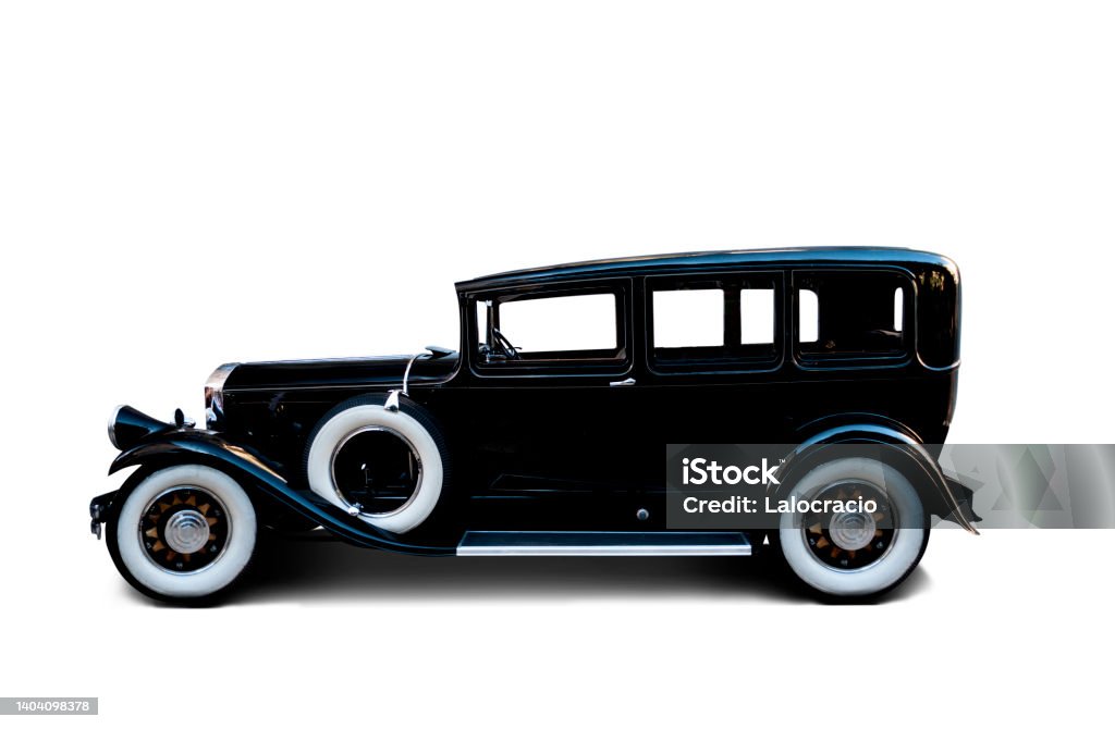 classic car deluxe Black classic car on white Car Stock Photo