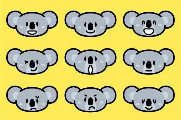 Vector illustration of Cute facial expression icon of the koala