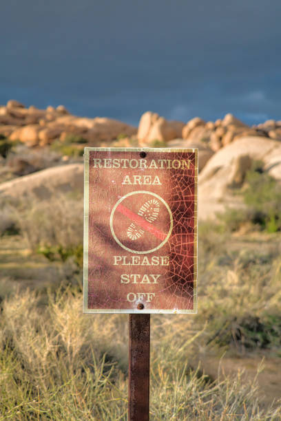 istock Restoration Please Stay Off warning sign at Joshua Tree National Park 1404100959